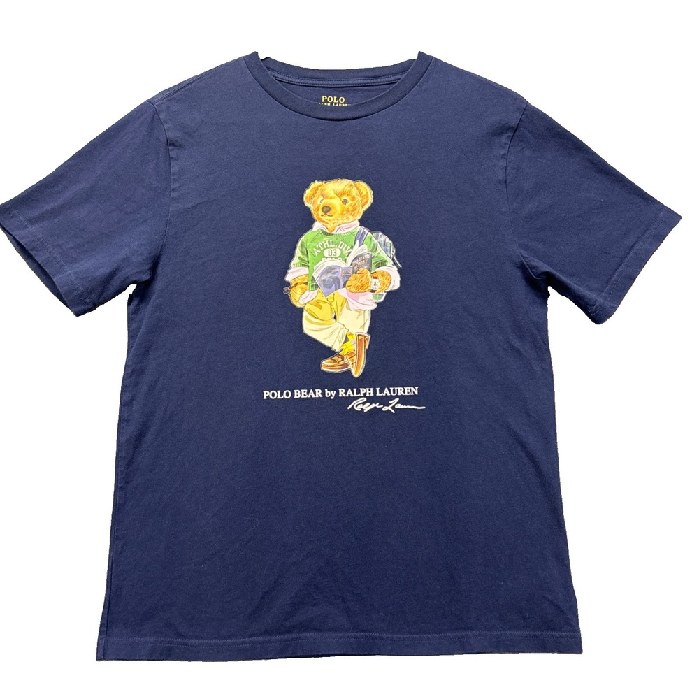 Polo Ralph Lauren Polo Bear T-Shirt Blue Boys L L/G 14-16 Preppy School Bear